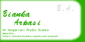 bianka arpasi business card
