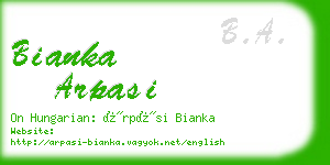 bianka arpasi business card